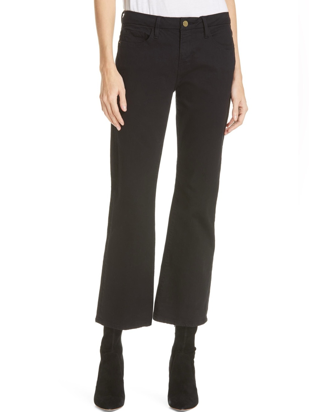 FRAME Le Crop Mini Boot | Film Noir Black | Cropped Bootcut | Size 28 🖤